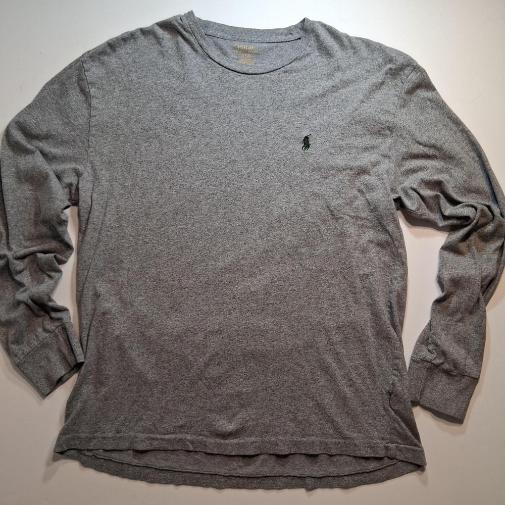 Mens Gray Polo Ralph Lauren long sleeve tee shirt basics layer piece size small